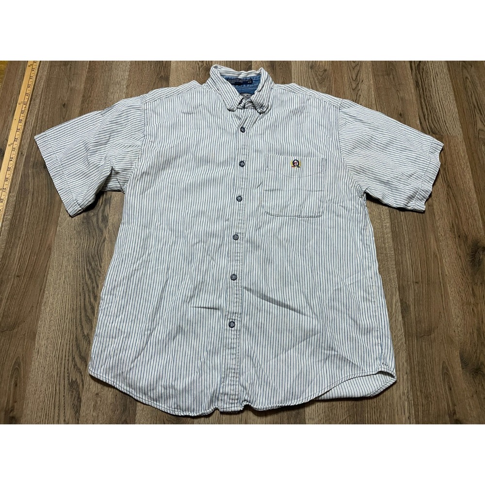 Coliseum Shirt, Men's Size Medium, Blue White, Short Sleeve, Button Up Shirt